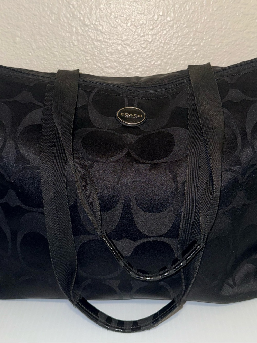 Coach Black Logo Jacquard Tote